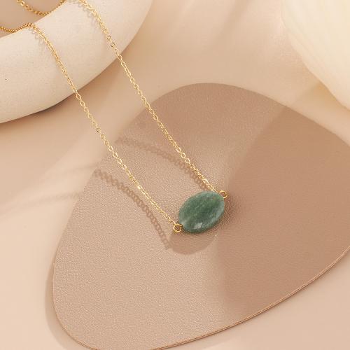 Stainless Steel Jewelry Necklace, 304 Stainless Steel, with Gemstone, Vacuum Ion Plating, for woman, more colors for choice, Sold By PC