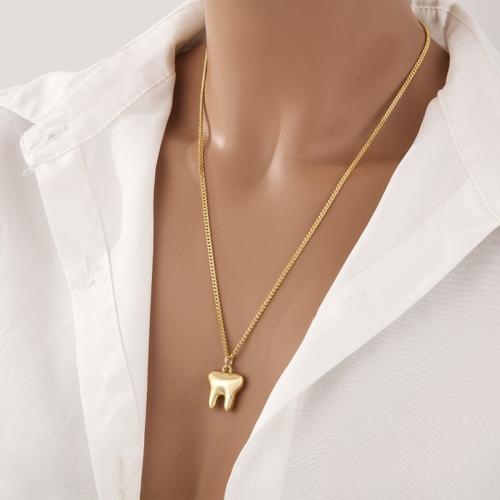 Stainless Steel Jewelry Necklace, 304 Stainless Steel, Tooth, Vacuum Ion Plating, for woman, more colors for choice, Sold By PC