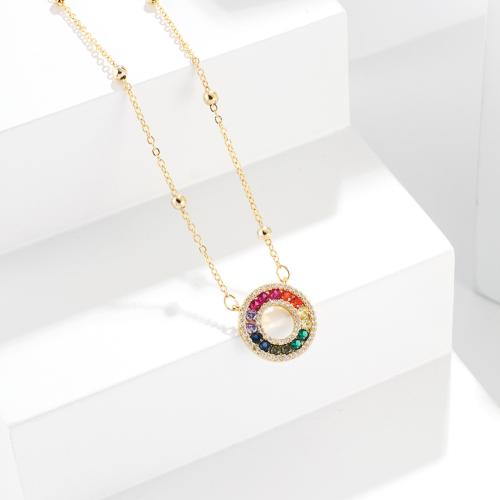 Collier en laiton cubique Zircon Micro Pave, pavé de micro zircon & pour femme, plus de couleurs à choisir, Vendu par PC