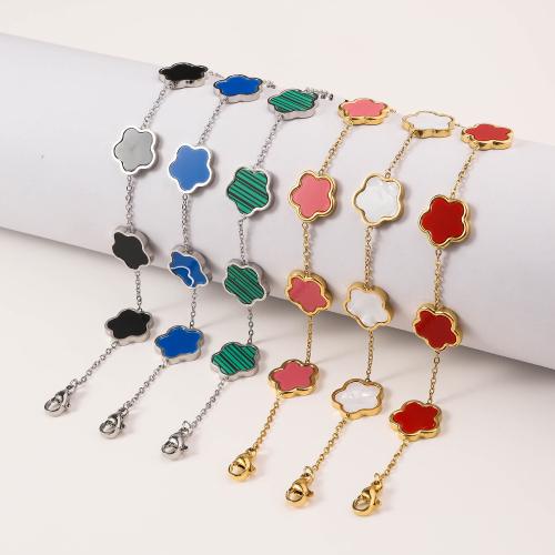 Stainless Steel Jewelry Bracelet, 304 Stainless Steel, with Shell, Vacuum Ion Plating, for woman, more colors for choice, Sold By PC