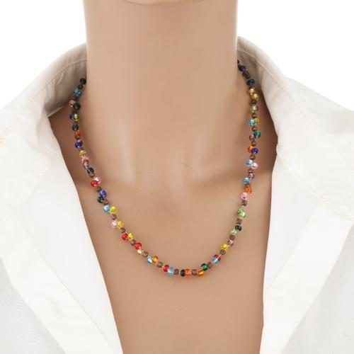 Glass Seed Beads Necklace, Seedbead, Vacuum Ion Plating, for woman, more colors for choice, Sold By PC