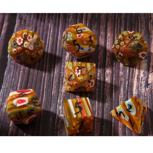 Dice for games, Lampwork, Geometrical Pattern, different styles for choice, yellow, Sold By PC