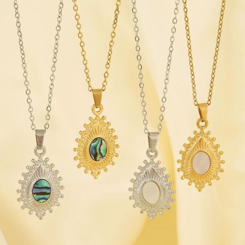 Stainless Steel Jewelry Necklace, 304 Stainless Steel, with White Shell & Abalone Shell, Vacuum Ion Plating, fashion jewelry & different styles for choice & for woman, more colors for choice, Sold By PC