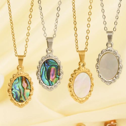 Stainless Steel Jewelry Necklace, 304 Stainless Steel, with White Shell & Abalone Shell, Vacuum Ion Plating, fashion jewelry & different styles for choice & for woman, more colors for choice, Sold By PC