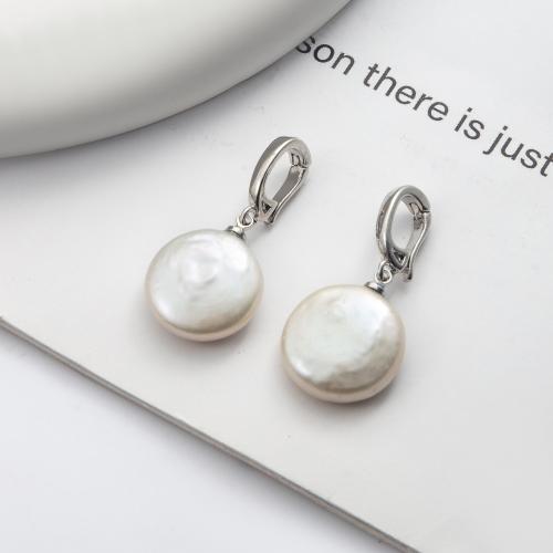 Freshwater Pearl Pendants, with Brass, Round, DIY, nickel, lead & cadmium free, 13mm, Sold By PC