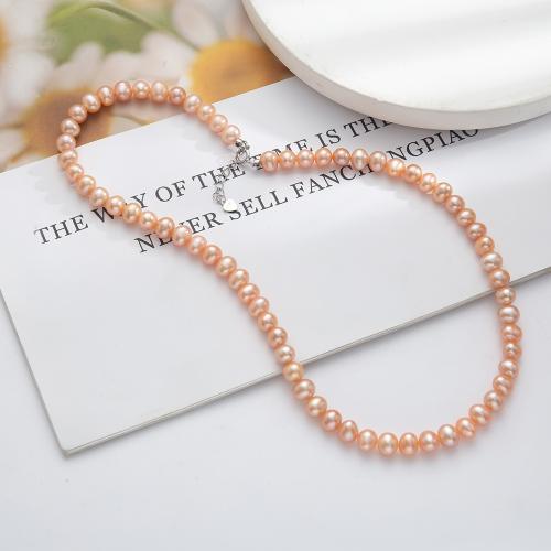 Natural Freshwater Pearl Necklace, with 5CM extender chain, for woman, Length:40 cm, Sold By PC