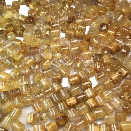 Natural Quartz Jewelry Beads, Titanium Rutilated Quartz, Column, DIY, yellow, Sizeuff1a9-10mm, Sold By PC