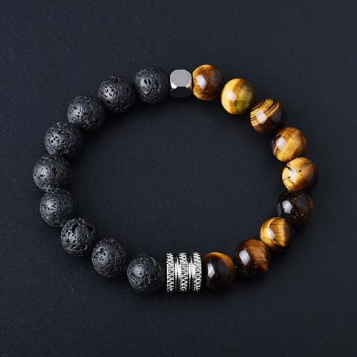 Pulseras de piedras preciosas, Partículas de acero, con Piedra natural & Mapa de piedra, diferentes materiales para la opción & unisexo, más colores para la opción, longitud:20 cm, Vendido por UD