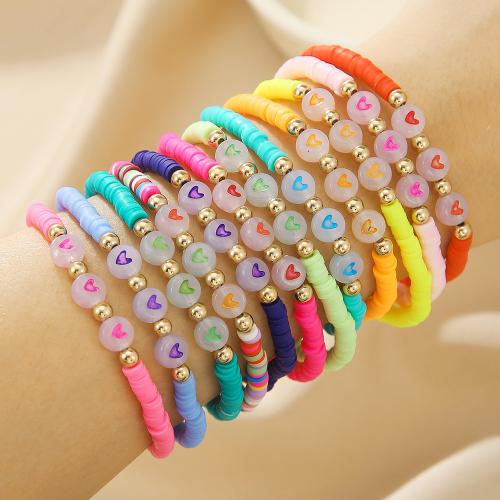 Bijoux bracelets de mode, argile de polymère, avec plastique, styles différents pour le choix & pour femme & lumineux, plus de couleurs à choisir, Vendu par fixé