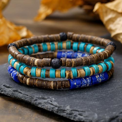 Bijoux bracelets de mode, noix de coco, avec turquoise, unisexe & styles différents pour le choix, plus de couleurs à choisir, Vendu par PC