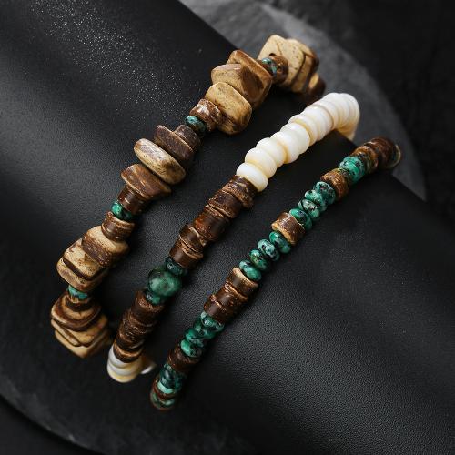 Edelstahl Schmuck Armband, 304 Edelstahl, mit Kokosrinde & Süßwassermuschel & Holz, unisex, keine, verkauft von PC