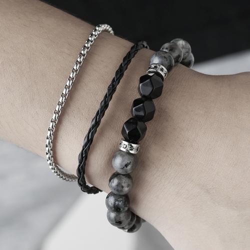 Gemstone Bracelets, Labradorite, with PU Leather, three pieces & Unisex, Sold By PC