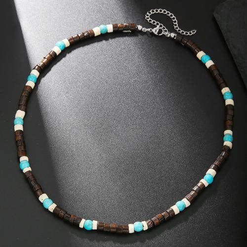 Wood Necklace, with Coco & Malachite, different materials for choice & for man, more colors for choice, Sold By PC