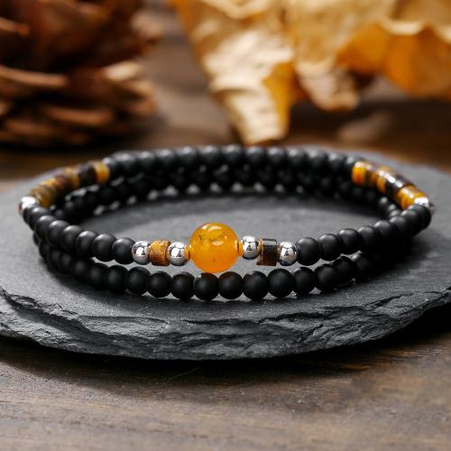 Pulseras de piedras preciosas, Piedra natural, con turquesa & Ojo de tigre, 2 piezas & diferentes materiales para la opción & para hombre, más colores para la opción, Vendido por UD