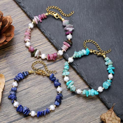 Gemstone Bracelets, with Plastic Pearl, for woman, Sold By PC