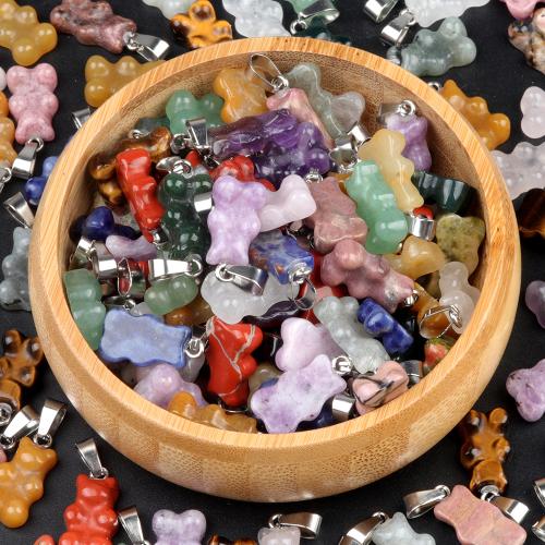 Gemstone Pendants Jewelry, Natural Stone, Bear, DIY & different materials for choice, more colors for choice, Sold By PC