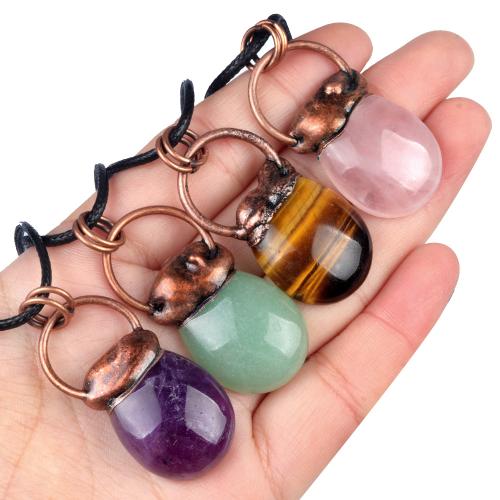 Natural Gemstone Necklace, Natural Stone, with Korean Waxed Cord & Iron, fashion jewelry & different materials for choice, more colors for choice, Sold By PC