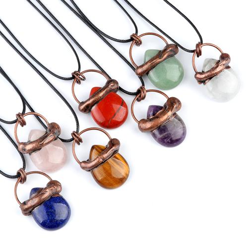 Natural Gemstone Necklace, Natural Stone, with Korean Waxed Cord & Iron, fashion jewelry & different materials for choice, more colors for choice, Sold By PC