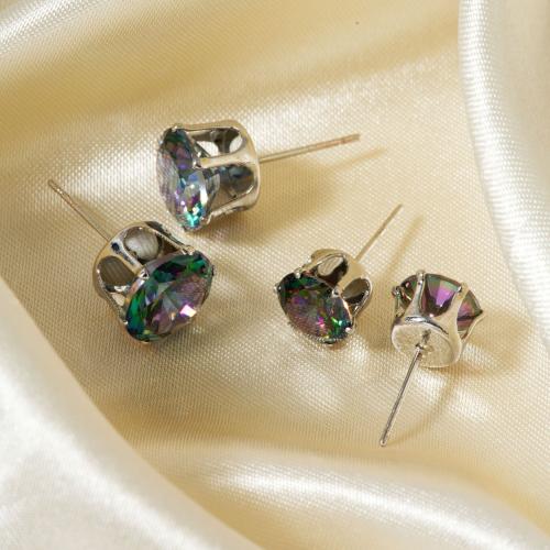 Boucles d'oreilles en laiton zircon cubique pavent, Placage, normes différentes pour le choix & pavé de micro zircon & pour femme, Vendu par paire