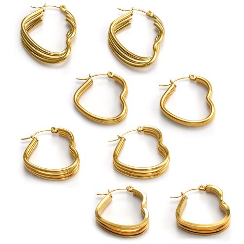 Acier inoxydable Levier Retour Earring, Acier inoxydable 304, coeur, Plaqué or 18K, bijoux de mode & styles différents pour le choix & pour femme, Vendu par paire