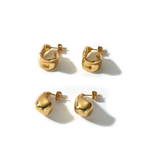 Boucle d'oreille de gaujon en acier inoxydable, Acier inoxydable 304, Plaqué or 18K, bijoux de mode & styles différents pour le choix & pour femme, Vendu par paire