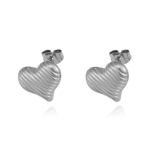 Stainless Steel Stud Earrings, 304 Stainless Steel, Heart, plated, fashion jewelry & for woman, more colors for choice, Sold By Pair