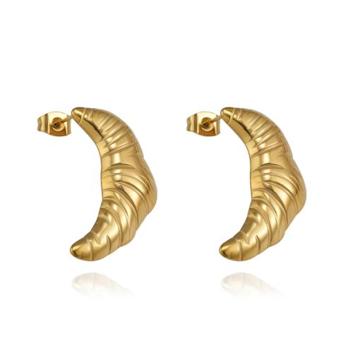 Stainless Steel Stud Earrings, 304 Stainless Steel, Horn, plated, fashion jewelry & for woman, more colors for choice, Sold By Pair