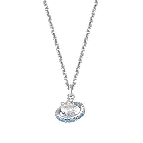 Cubic Zircon Micro Pave 925 Sterling Silver Necklace, micro pave cubic zirconia & for woman, more colors for choice, Length:Approx 41-50 cm, Sold By PC