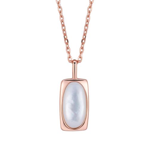 925 Sterling Silver Necklaces, with Shell, for woman, rose gold color, Length:Approx 41-50 cm, Sold By PC