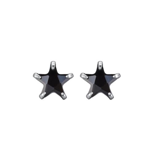 Pendientes de Micro Pavé de Zirconía Cúbica en Plata de Ley, plata de ley 925, Estrella, micro arcilla de zirconia cúbica & para mujer, más colores para la opción, 4.65x4.42mm, Vendido por Par