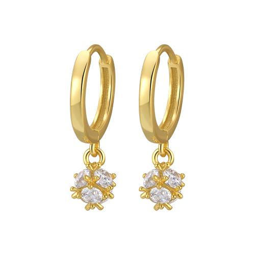 Pendientes de Micro Pavé de Zirconía Cúbica en Plata de Ley, plata de ley 925, micro arcilla de zirconia cúbica & para mujer, más colores para la opción, 17.40mm, Vendido por Par