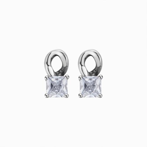 Cubic Zirconia Micro Pave Sterling Silver Earring, 925 Sterling Silver, micro pave cubic zirconia & for woman, more colors for choice, 11.60x5.70mm, Sold By Pair