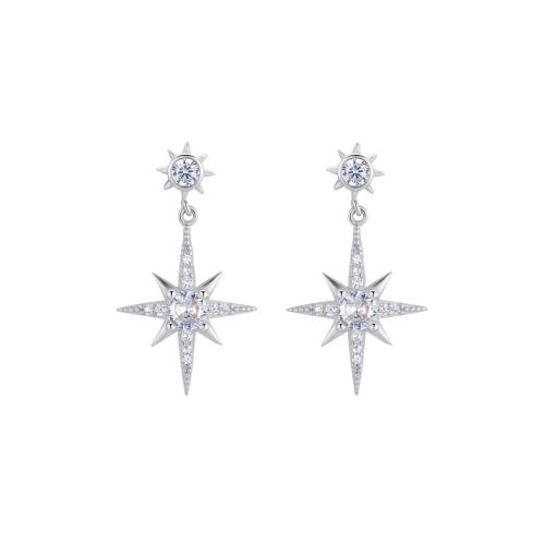 Pendientes de Micro Pavé de Zirconía Cúbica en Plata de Ley, plata de ley 925, micro arcilla de zirconia cúbica & para mujer, más colores para la opción, 25.88x14.60mm, Vendido por Par