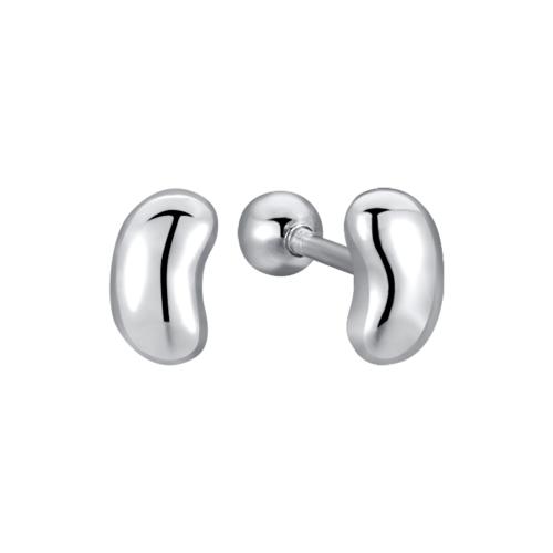 925 Sterling Silver Stud Earrings, for woman, silver color, 6.40x3.60mm, Sold By Pair