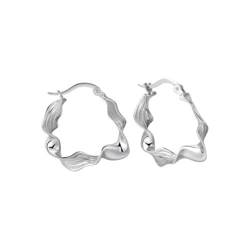 925 Sterling Silver Hoop Earrings, for woman, platinum color, 27.20x27.30mm, Sold By Pair