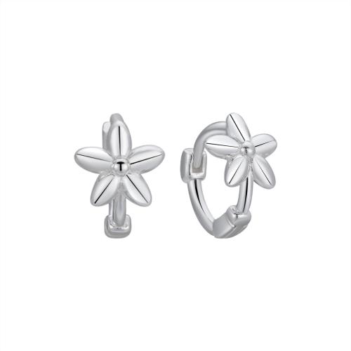 925 Sterling Silver Hoop Earrings, petals, for woman, more colors for choice, 6.80x9.80mm, Sold By Pair