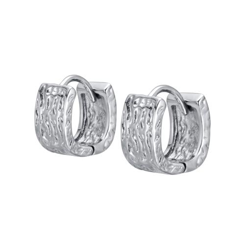 925 Sterling Silver Hoop Earrings, for woman, platinum color, 12.30x12mm, Sold By Pair