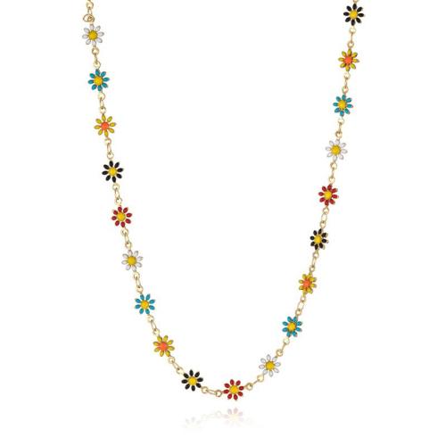 Stainless Steel Jewelry Necklace, 304 Stainless Steel, with 5cm extender chain, for woman & enamel, multi-colored, Length:Approx 43 cm, Sold By PC