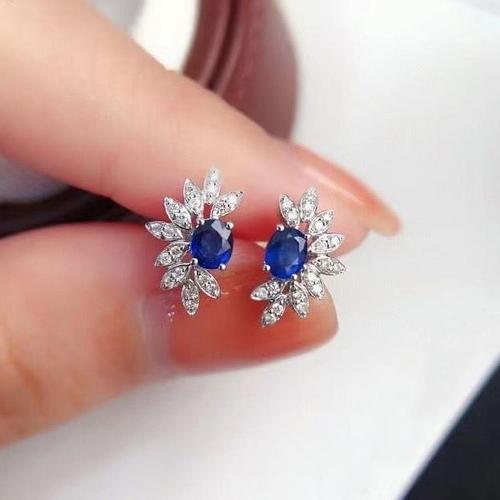 Cubic Zirconia Micro Pave Brass Earring, micro pave cubic zirconia & for woman, blue, Sold By Pair