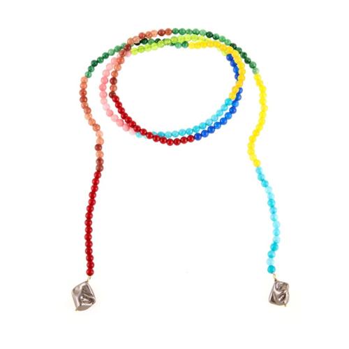 Natural Gemstone Necklace, handmade, fashion jewelry & for woman, multi-colored, Length:Approx 117 cm, Sold By PC