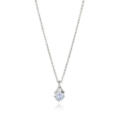 Cubic Zircon Micro Pave Brass Necklace, plated, micro pave cubic zirconia & for woman, silver color, Length:Approx 46 cm, Sold By PC