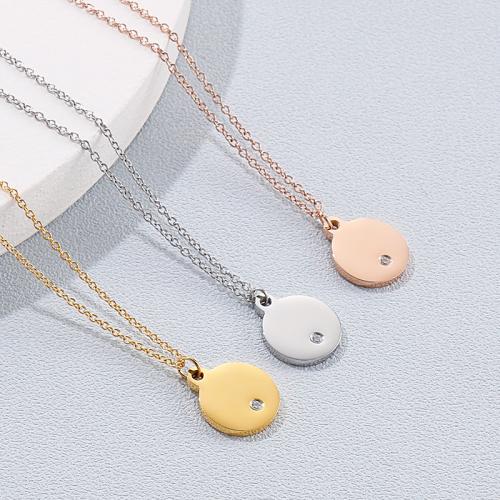 Stainless Steel Jewelry Necklace, 304 Stainless Steel, Vacuum Ion Plating, for woman & with rhinestone, more colors for choice, Sold By PC