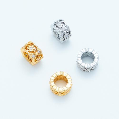 Cubic Zirconia Micro Pave Brass Beads, Vacuum Ion Plating, DIY & micro pave cubic zirconia, more colors for choice, 9x5mm, Sold By PC