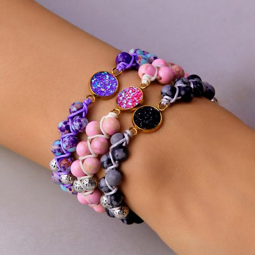 Stainless Steel Jewelry Bracelet, 304 Stainless Steel, with Gemstone, Vacuum Ion Plating, for woman, more colors for choice, Sold By PC