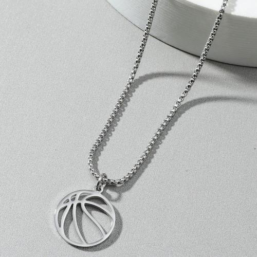 Stainless Steel Jewelry Necklace, 304 Stainless Steel, Basketball, plated, DIY, Hole:Approx 6mm, Sold By PC