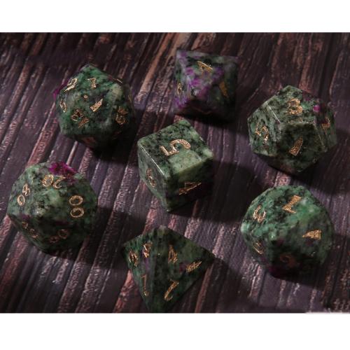 Dice for games, Ruby in Zoisite, Geometrical Pattern, Carved, different styles for choice, Sold By PC