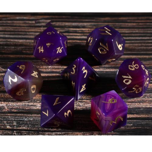 Dice for games, Purple Agate, Geometrical Pattern, Carved, different styles for choice, Sold By PC