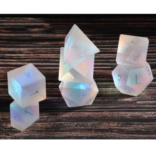 Dice for games, Glass, Geometrical Pattern, 7 pieces & frosted, multi-colored, Sold By Set