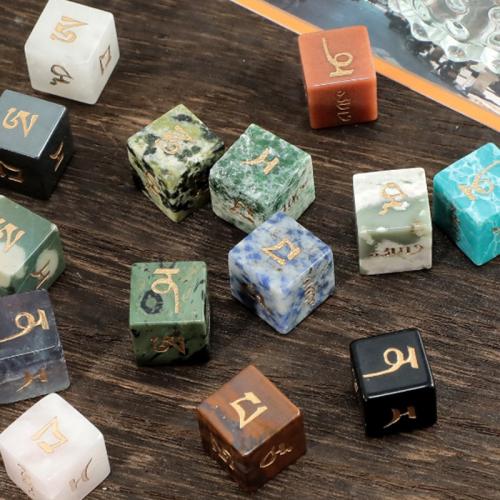 Dice for games, Gemstone, Geometrical Pattern, different materials for choice, 15x15x15mm, Sold By PC