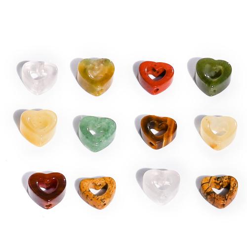 Abalorios de Gemas, Piedras preciosas, Corazón, Tallado, Bricolaje & diferentes materiales para la opción & hueco, más colores para la opción, 10mm, 18PCs/Bolsa, Vendido por Bolsa